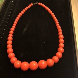 Vintage coral colored bead necklace about 24’